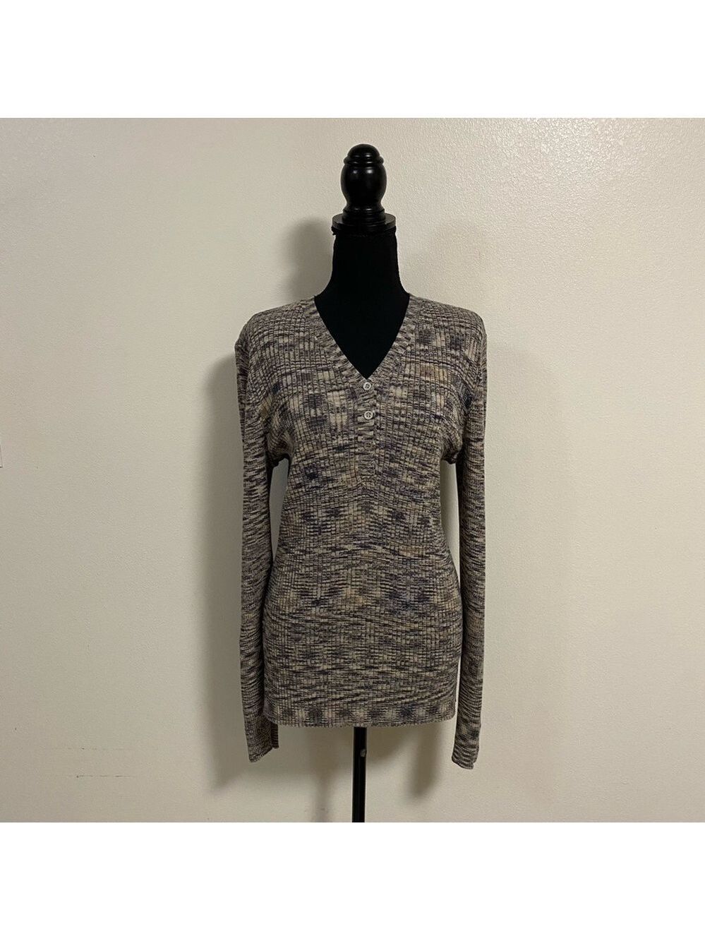 Sundance Sweater Women’s Size XL Gray Heathered V-Neck Long Sleeve Sweater